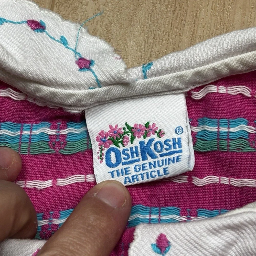 OshKosh B'Gosh Vintage 80's Floral Long Sleeve Dress Size 6X Pink Collared